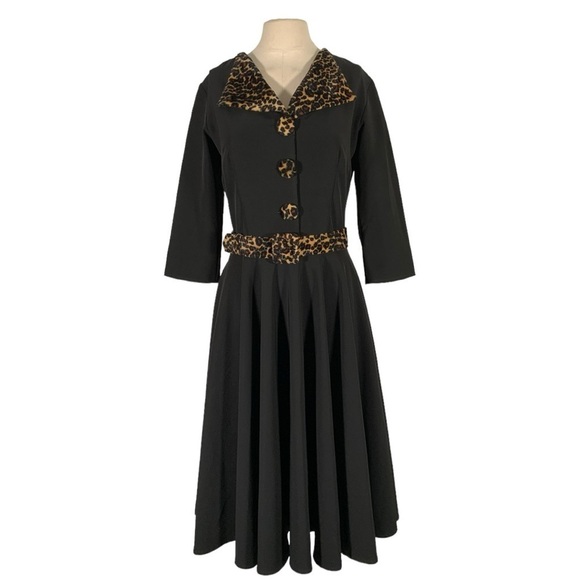 British Retro Rockabilly Midi Swing Dress Size 8 - Picture 1 of 9
